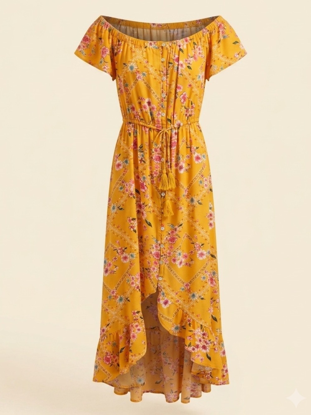 Anthropologie Abel the Label Button Front  Hi Low Floral Dress Size Medium